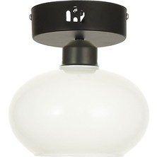 Avizemoda Vanna Tekli Plafonyer Beyaz Camlı Salon Oturma Odası Modern Avize - (Siyah)