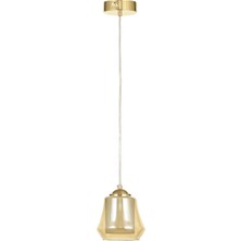 Avizemoda Venita Tekli Bal+Beyaz Çift Camlı Salon Oturma Odası Modern Sarkıt Avize - (Gold Kaplama)