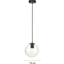 Avizemoda Pigaro Tekli Şeffaf Camlı Salon Oturma Odası Modern Sarkıt Avize - (Siyah Kasa)