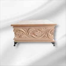 Ahşap- Ham Mdf- Desenli-Takı-Makyaj-Aksesuar-Çok Amaçlı- Ayaklı Kare Dekoratif Kutu