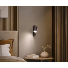 Mylights Kahverengi ve Siyah Metal Aç-Kapa Anahtarlı  Yatak Başı LED Aplik  GU10 Tasarruflu LED Ampul Duvar Aplik Otel Kafe Modern Mimari