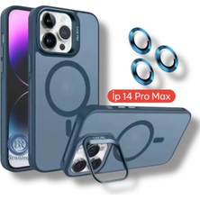 Apple Iphone 14 Pro Max Uyumlu Mat Serisi Standlı Kapak Magsafe Kılıf +Lens Koruma .