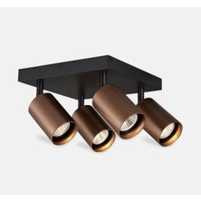 Mylights Siyah Gövde Kahverengi Hareketli Başlık Metal 4’lü Dörtlü LED Spot Tavan Avize Modern GU10 Tasarufflu Osram Marka Ampül Salon Otel Mutfak Kafe