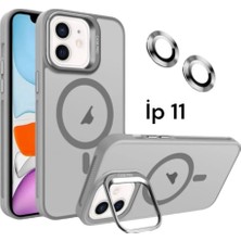 Apple Iphone 11 Uyumlu Mat Serisi Standlı Kapak Magsafe Kılıf +Lens Koruma .