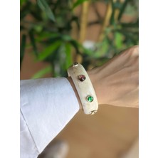 Kemik Renkli Taşlı Bileklik