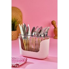 3 Bölmeli Süzgeçli Kaşıklık - Pembe