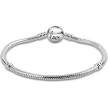 Yuvarlak Love Sallantılı Gümüş Bileklik Charm Taşıyıcı