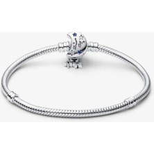 Işıltılı Ay Klipsli Gümüş Bileklik Charm Taşıyıcı