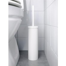 Tuvalet Fırçası "enudden" Değiştirilebilir Fırçalı Tuvalet Fırçası - Çelik - Beyaz - Uzunluk: 48 cm - Çap: 9,7 cm