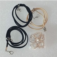 ( 5 x Adet ) 1 Set Elmas Model Yalnız Kalp Bileklik & Küpe & Kolye Ucu