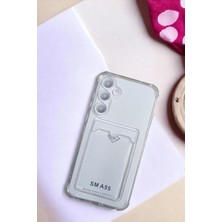 Galaxy A55 Kılıf Kartlıklı Köşe Koruma Tasarımlı Renkli Şeffaf G-Kart Kılıf (Şeffaf)