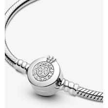 Taç Figürlü Gümüş Bileklik Charm Taşıyıcı