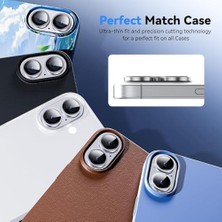 Trend iPhone 16 ve iPhone 16 Plus Uyumlu Kamera Camı Lens Koruyucu Halka Set - Siyah Titanyum