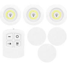 3'lü Dolap Altında Işık Kısılabilir Cob Gece Lambası, Uzaktan Kumandalı Dolap Işıkları ile Dolap Içi Mutfak Için Pille Çalışan