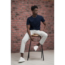 Sıfır Yaka Merserize Pamuklu Ince Kumaş Regular Fit T-Shirt