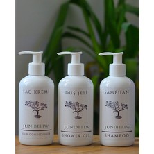 JUNİBELİW 3'lü Set  BOŞ Beyaz Plastik Saç Kremi Duş Jeli Şampuanlık Banyo Takımı 3X250CC