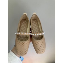 Slipcat Kadın Siyah Cilt İncili Babet Ev ve Dış Mekan Ayakkabısı