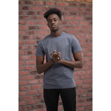 Slim Fit Pamuklu Önü Baskılı Sıfır Yaka T-Shirt