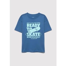 Mavi READY TO SKATE KAYKAY BASKILI TİŞÖRT