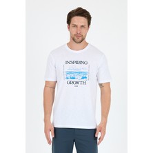 Erkek %100 Pamuk Bisiklet Yaka Kısa Kollu Baskılı T-Shirt  Rahat ve Şık Günlük Erkek Tişört 0012