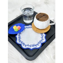 Yaprak Nakışlı Kahve Altlığı,sunum Peçetesi,kahve Yanı Peçetesi,6’lı Kokteyl Peçetesi,bardak Altlığı