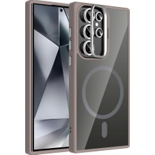 Galaxy S24 Ultra Kılıf Standlı ve Kamera Lens Hediyeli M-Safe Şarj Özellikli Redclick Etro Kapak