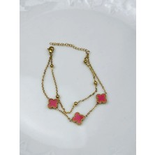 Kadın Yonca Figürlü Mineli Çelik Bileklik