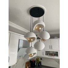 Dream Mode Modern 5'li Avize Beton Dokulu - Salon ve Oturma Odası Için Şık Tasarım (AMPUL DAHİL DEĞİLDİR)