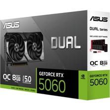 Asus DUAL-RTX5060-O8G-NVIDIA-GEFORCE-RTX 5060-8GB GDDR7-128BIT--OC-HDMI-3XDP-DLSS3 Ekran Kartı