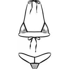 Gri Deri Görünümlü Ipli Bikini Takımı