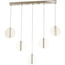 Avizemoda Lovena 5'Li Ledli Dim Kumandalı Modern Yemek Masası Üstü Avize 3 Renk Led; Sarı-Beyaz-Gün ışığı-KROM