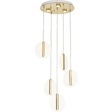 Avizemoda Lovena 5'Li Ledli Dim. Kumandalı Modern Lüks Sarkıt Avize (3 Renk Led; Sarı-Beyaz-Gün ışığı) - GOLD