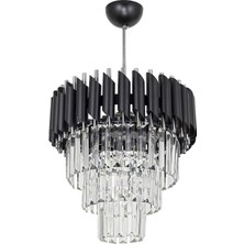 Avizemoda Palmira 35'lik Kristal Taşlı Lüks Avize - ( Siyah - Krom )