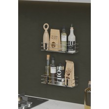 Hill Homes 2 Li Set Yapışkanlı Krom Gümüş Askılı Baharatlık Mutfak Rafı Tezgah Düzenleyici Organizer