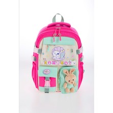 Kore Tarzı Kedi Kız Desenli 180° Tam Açılır Ilkokul Sırt Çantası Kız Çocuk Okul Çantası