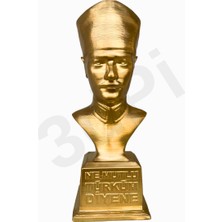 3dPi Creative | Kalpaklı Atatürk Büstü 15 cm - Altın Rengi