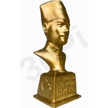 3dPi Creative | Kalpaklı Atatürk Büstü 15 cm - Altın Rengi
