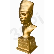 3dPi Creative | Kalpaklı Atatürk Büstü 15 cm - Altın Rengi