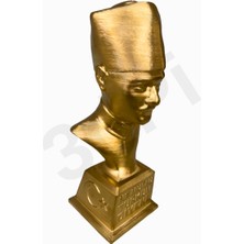3dPi Creative | Kalpaklı Atatürk Büstü 15 cm - Altın Rengi