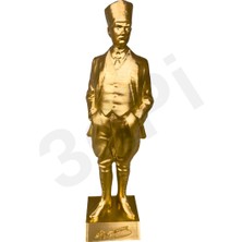 3dPi Creative | K. Atatürk Imzalı Atatürk Figürü 20 cm - Altın Rengi