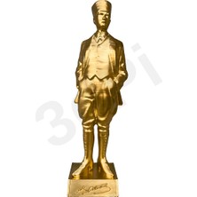 3dPi Creative | K. Atatürk Imzalı Atatürk Figürü 20 cm - Altın Rengi