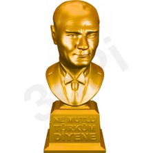 3dPi Creative | Atatürk Büstü 15CM - Ne Mutlu Türküm Diyene Kaideli - Altın Rengi
