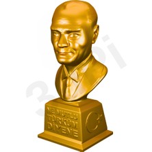 3dPi Creative | Atatürk Büstü 15CM - Ne Mutlu Türküm Diyene Kaideli - Altın Rengi