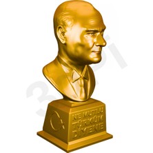 3dPi Creative | Atatürk Büstü 15CM - Ne Mutlu Türküm Diyene Kaideli - Altın Rengi