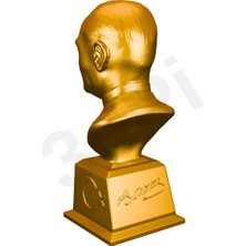 3dPi Creative | Atatürk Büstü 15CM - Ne Mutlu Türküm Diyene Kaideli - Altın Rengi