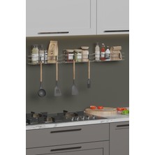 Hill Homes  Krom Gümüş 3 Lü Set Yapışkanlı Askılı Baharatlık Mutfak Rafı Tezgah Düzenleyici Organizer