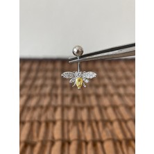 Aida Jewelss 316 L Cerrahi Çelik  Arı Modeli Parlak Zirkon Taşlı Göbek Piercingi