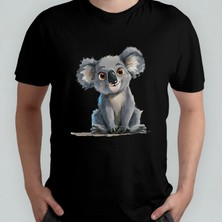 Pixxa Sevimli Koala Unisex %100 Pamuklu Bisiklet Yaka T-Shirt Model 4