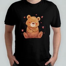 Pixxa Sevimli Ayı - Bear Unisex %100 Pamuklu Bisiklet Yaka T-Shirt Model 2