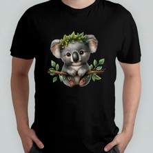 Pixxa Sevimli Koala Unisex %100 Pamuklu Bisiklet Yaka T-Shirt Model 2